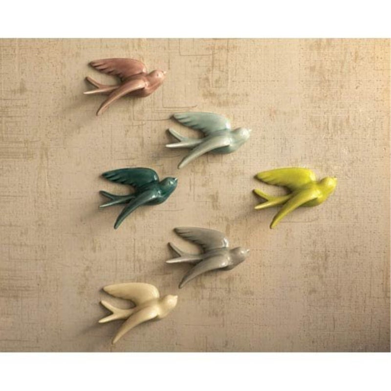 Kalalou Set of Ceramic Hanging Swallows, One Size, Multicolor - Image 2